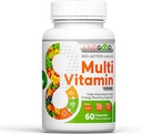 Multivitamine complète bio-active pour hommes LiveGoodTM, supplément quotidien avec vitamine A, B12, C, E, lycopène, végan, 60 capsules