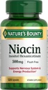 Nature's Bounty Niacin 500mg sans flush, support d'énergie cellulaire, soutient la santé du système nerveux, 120 capsules