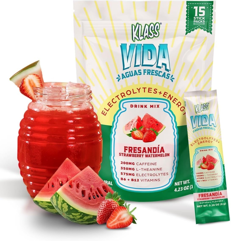 Hydratation + énergie Mélange de boissons électrolytiques – pastèque à fraises Agua Fresca Flavor.