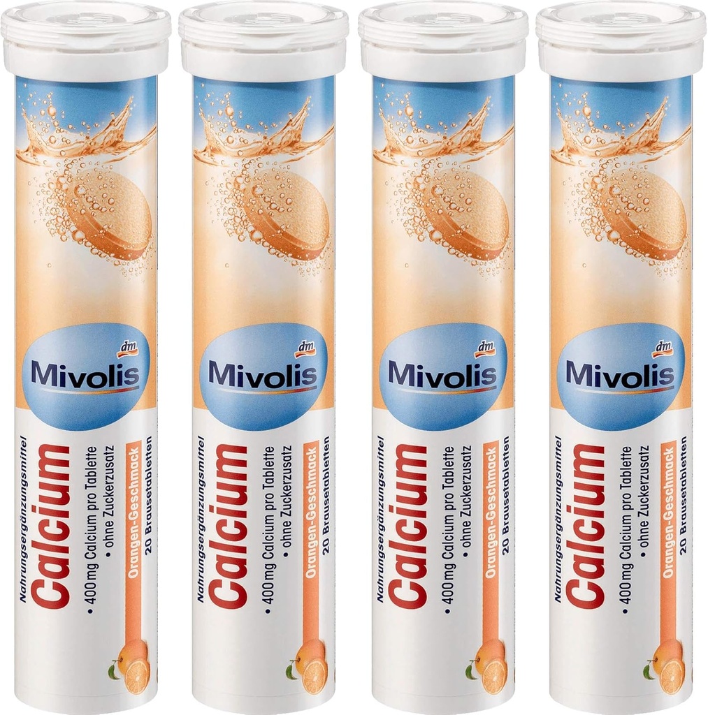 Mivolis comprimés effervescents de calcium - compléments alimentaires 4 paquets x 20 pcs