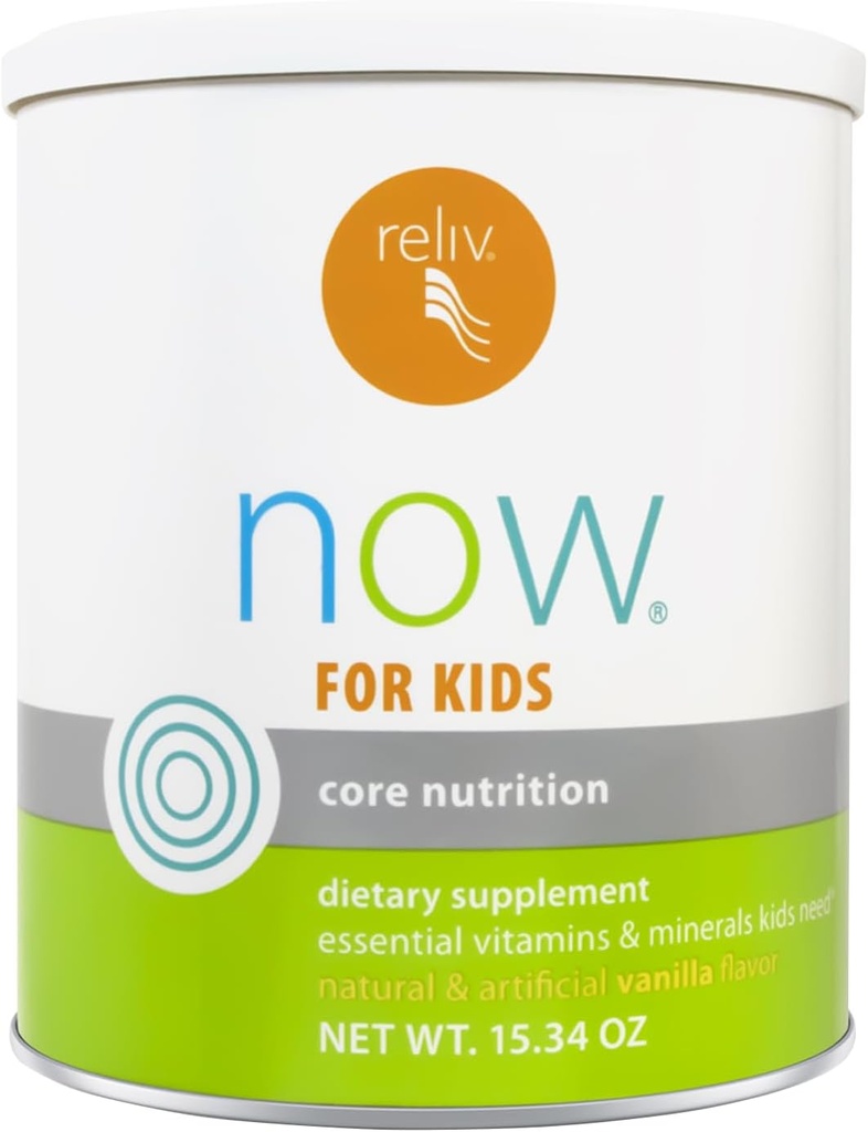 RELIV Maintenant pour les enfants Vanille - Shake alimentaire avec des vitamines essentielles, minéraux, glucides et protéines pour l'énergie durable, 15 portions