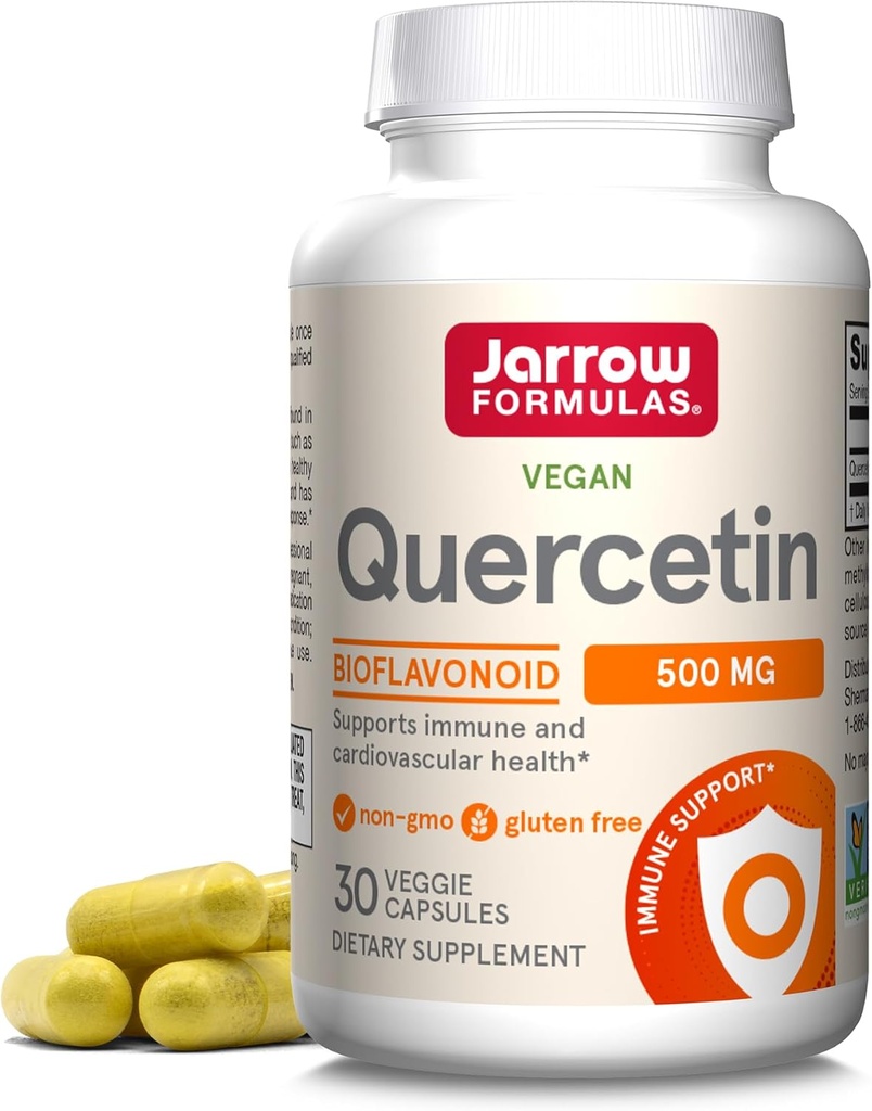 Jarrow Formules Quercetin Suppléments - 500 mg, antioxydant pour la santé cardiovasculaire et immunitaire, supplément avec 30 capsules de Veggie
