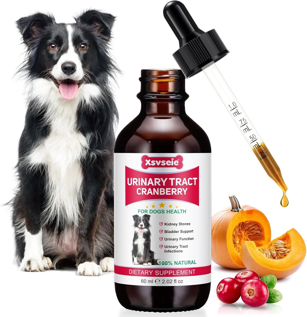 Traitement UTI de chien, Xsvseie gouttes de trac urinaire pour chiens Traitement de la trac urinaire naturel gouttes de traitement à base de plantes naturelles avec Cranberry Bladder Santé pour chiens Toutes races