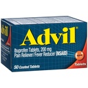 Réducteur de douleur advil et réducteur de fièvre, Ibuprofène 200mg pour soulager la douleur - 50 comprimés enduits