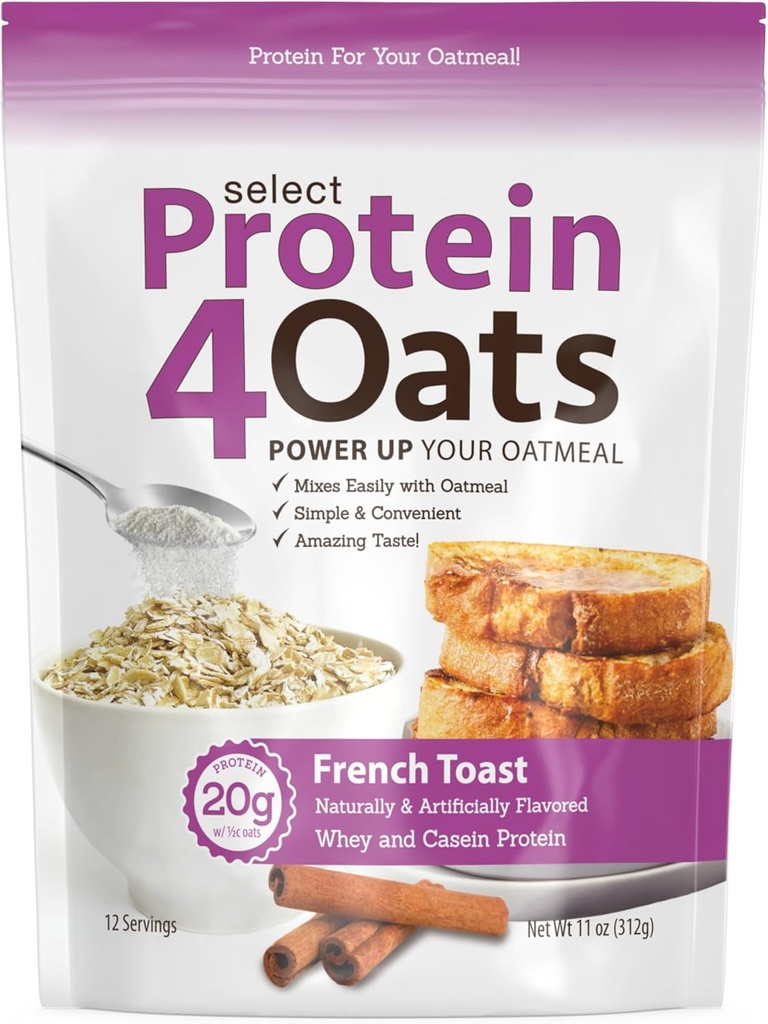 PEScience Protein4Oats, poudre pour faire de la farine d'avoine aux protéines étonnantes, avec lactosérum et la caséine, toast français, 12 portions