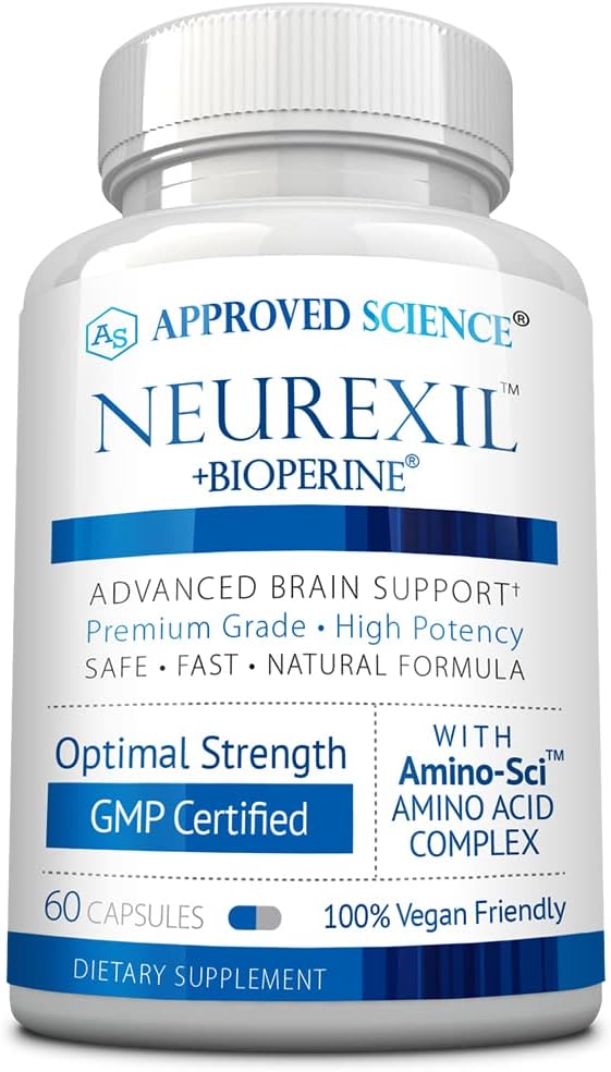 Approved Science Neurexil - Natural Nootropic Support with DMAE - Enhance Brain Function, Sharpen Clarity, Boost Memory - L-Tyrosine, Ginkgo Biloba, Huperzine A, BioPerine - 60 Capsules