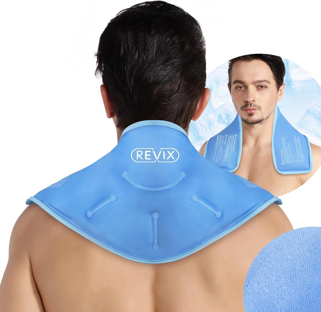RETIX Neck Ice Pack Wrap – Pack de gel froid chaud réutilisable pour le cou et l'épaule, grand design flexible avec doublure en peluche douce, gel cervical enveloppe idéale pour la récupération post-entraînement, la fatigue et la relaxation