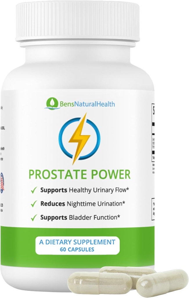 Ben's Natural Health Prostate Power Supplement, High‑Strength Prostate Support with Saw Palmetto, Rye Flower Pollen, & Boron Glycine Complex, 60 Capsules