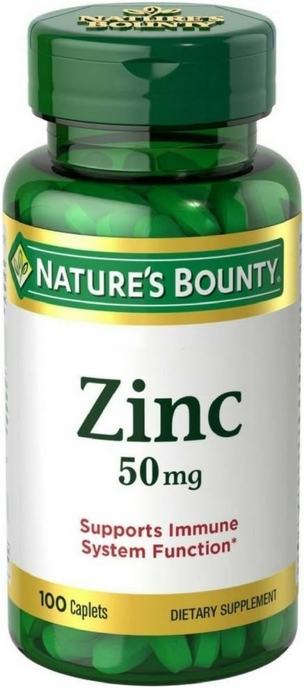 Nature's Bounty Zinc, Immune Support, 50 mg, Caplets, 100 Ct (paquet de 2)