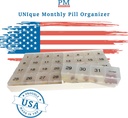 Unique XL Monthly Pill Organizer avec 31 compartiments, 1 par jour, 4 semaines Mois complet 31 Jour Pill Organizer, Inclut le plateau et 8 grands compartiments amovibles