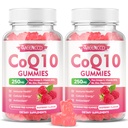 CoQ10 Gummies sans sucre 250mg, Coenzyme Q10 Suppléments Plus Oméga-3, Vitamine B6 & Zinc, Supplément CoQ10 haute absorption pour l'énergie cellulaire et le soutien antioxydant, Arôme framboise, Vegan 120Cts