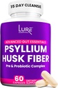 Lure Essentials Capsules de Psyllium Husk pour Colon Cleanse - Fibre prébiotique et probiotique