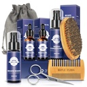 Kit d'entretien des barbes Cadeaux Set W/Beard Conditioner,2 Packs Huile de barbe,Lavage des barbes,Brush,Combeau,Ciseaux,Bag,E-Book,Présent Cadeaux d'anniversaire Cadeaux de vacances pour les hommes Lui Papa Boyfriend Mari