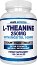 Arazo Nutrition L-Theanine 250mg (Extra Strength) avec Inositol 100mg, 120 Capsules Végétarienne