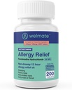 WELMATE - Allégation à l'allergie - Fexofenadine HCl 60 mg - 12 heures Antihistaminique non somnolente - Éternuement - Nez de runnie - Yeux de démangeaison, nez et gorge - Comprimés anti-allergie - 200 Compte