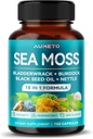 Supplément de mousse de mer premium avec huile de graines noires, Ashwagandha, Bladderwrack, Nettle- Formule avancée 18-en-1 pour l'amélioration de l'immunité, minéral-Rich - Fabriqué aux États-Unis (150 comte (paquet de 1))
