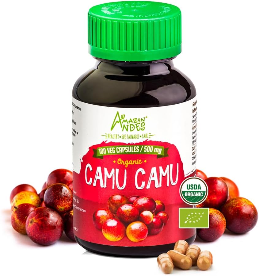 Camu Camu Capsules l Powerful Vitamin C Source l Immune System Booster l Organic and Fairtrade Certified l 100 Vegan Pills l 1500mg per Serving l Non GMO and Gluten Free l Amazon Andes