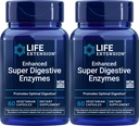 Extension de vie Super enzymes digestives améliorées, 60 capsules végétariennes (paquet de 2)