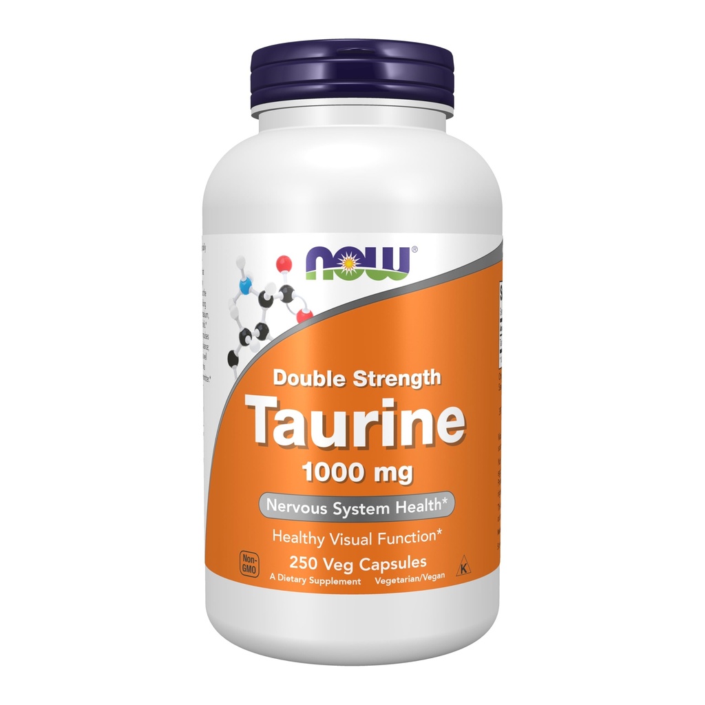 MAINTENANT Aliments suppléments, Taurine 1 000 mg, double résistance, santé du système nerveux*, 250 gélules