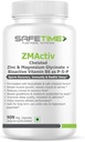 Safe.TIME ZMActiv Glycinat de zinc, Glycinat de magnésium, forme active vitamine B6 P5P, rétablissement sportif, sommeil reposant, immunité, booster de glutathion, biodisponible, sans danger (1 quantité - 90 gélules)