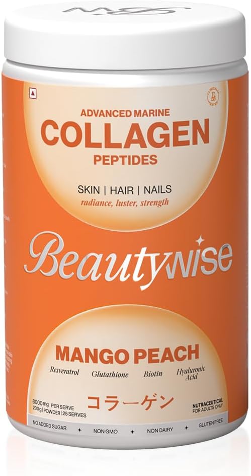 Beautywise Advanced Marine Collagen Protéines Poudre avec l'acide hyaluronique, le glutathion et la biotine.