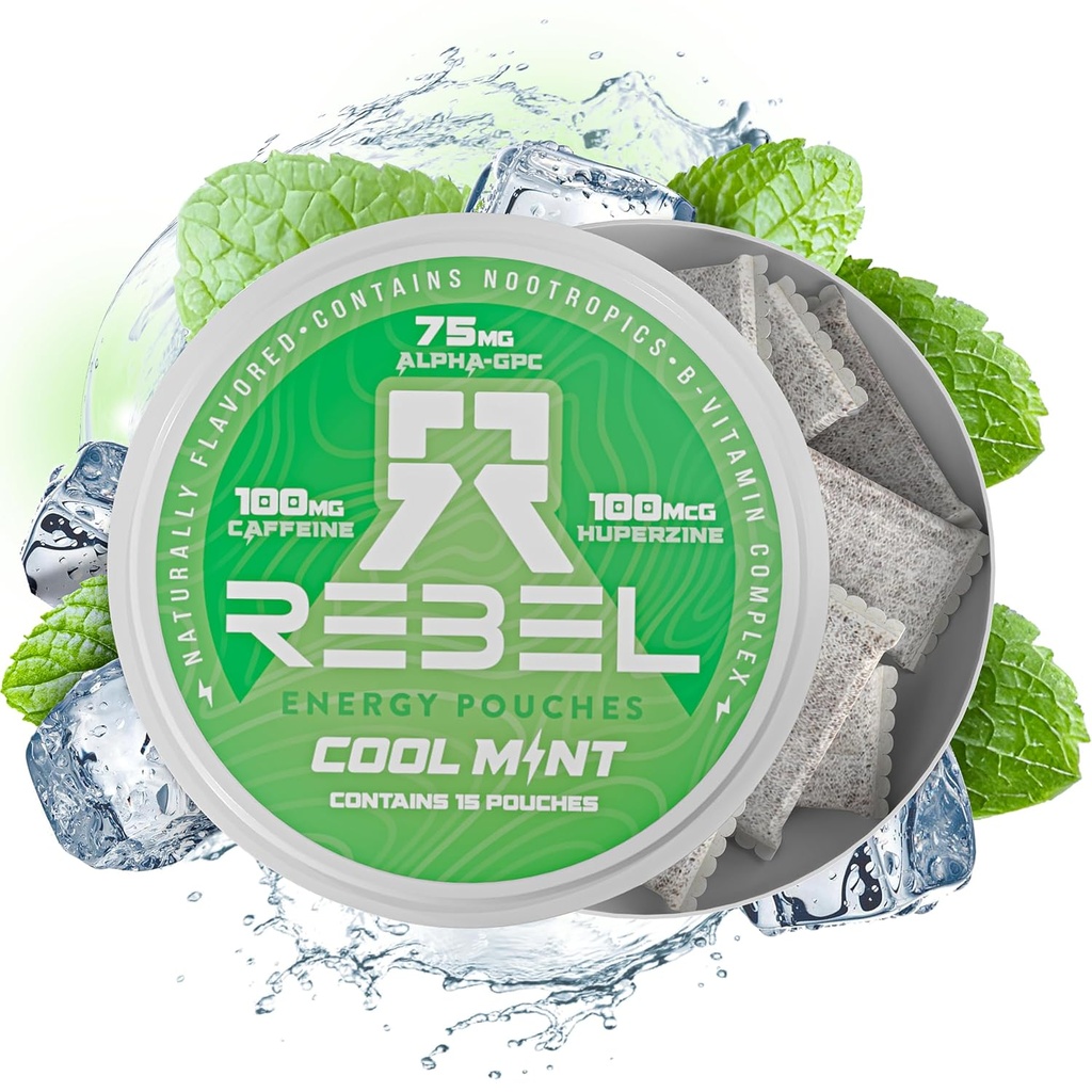 Poupées de caféine Nootropic Energy • 100 mg de caféine • Alpha GPC • Huperzine A & Vitamines essentielles • Sans sucre • Technologie de fibre de coco • Arôme à la menthe fraîche • 15 Pochettes par boîte (paquet de 1)