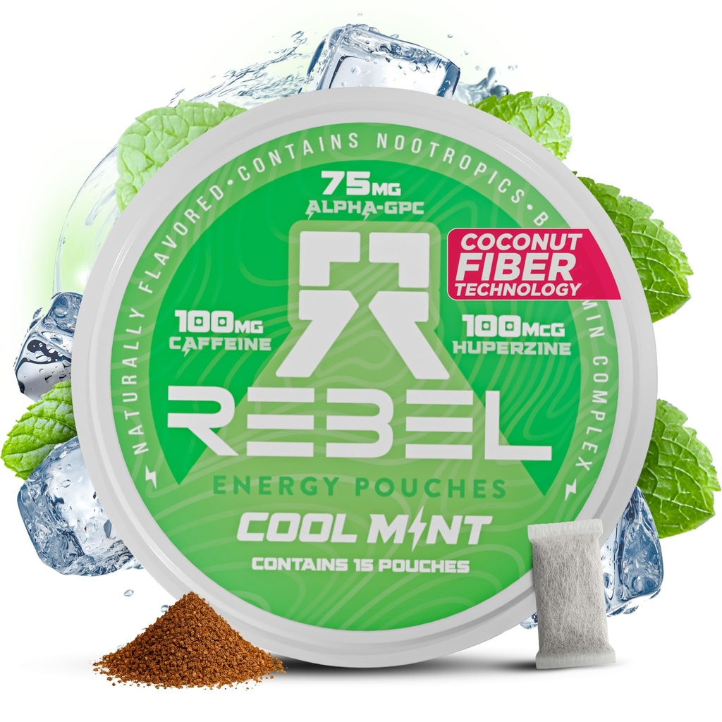 Poupées de caféine Nootropic Energy • 100 mg de caféine • Alpha GPC • Huperzine A & Vitamines essentielles • Sans sucre • Technologie de fibre de coco • Arôme à la menthe fraîche • 15 Pochettes par boîte (paquet de 1)