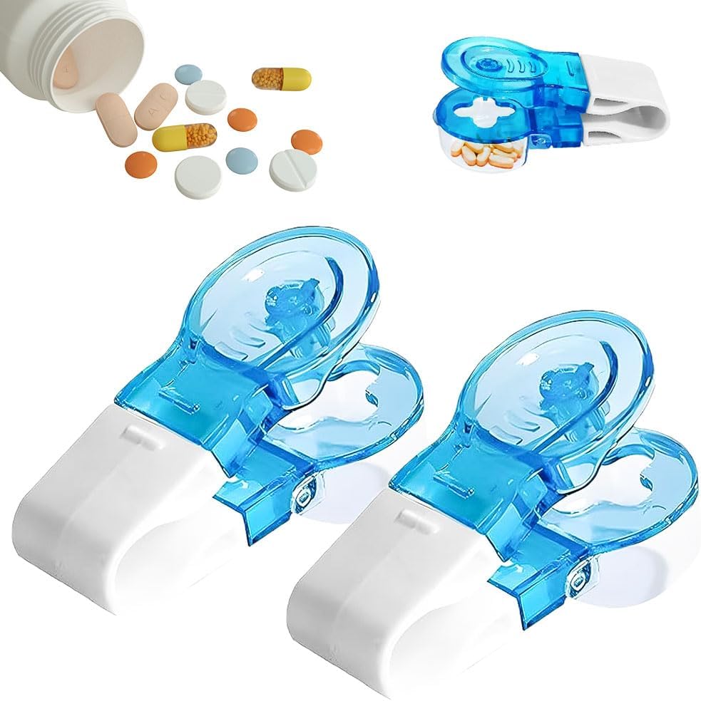 Gadgets ménagers Portable Pill Taker, 2024 Nouveau Portable Pill Taker, Aucun Contact Facile à retirer Distributeur de tablette Portable, Splitter Pill Cutter pour les personnes âgées, handicapées, Arthrite Etc. (2)