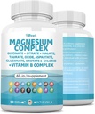 60 Comte Magnésium Complexe 2285mg avec Magnésium Glycinat Citrate Malate Oxyde Taurate Aspartate Gluconate Orotate & Mag Chloride, Zinc Cuivre Manganèse & Vitamine C B1 B2 B6 B12 Complexe USA
