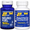 STACKS NATURAUX MagTech Magnésium + NeuroFuel Nootropic Bundle - Soutient la relaxation, la concentration et la santé cérébrale* - 165 Capsules totales