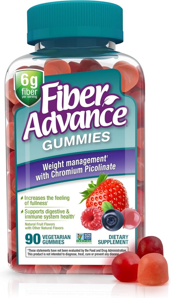 Fibre Avance Weight Management Gummies 100% Fiber basé sur la plante pour le bien-être digestif et la santé Gut.