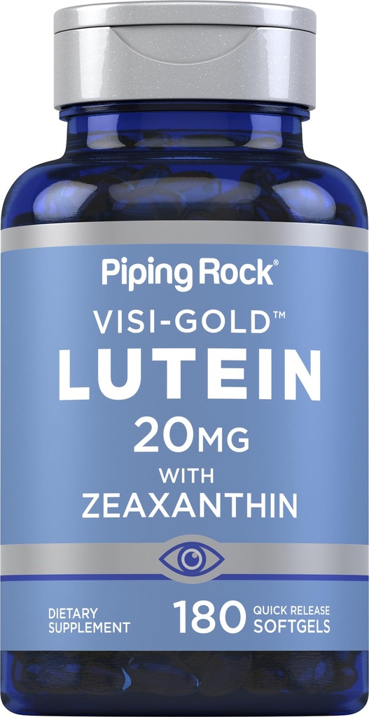Piping Rock Lutein et Zeaxanthin Supplément $ 20mg $ 180 Softgels de l'extrait de Marigold $ Non-OGM, sans gluten