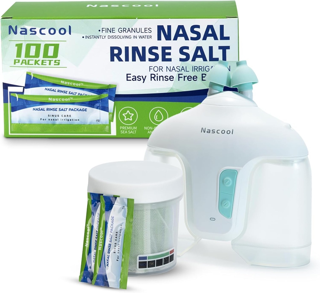 Système d'irrigation nasale avec 150 paquets de sel – pour une utilisation prolongée