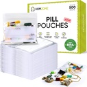 Homezome Pill Pouch Bags 6 mil Pack de 500- BPA Free 3x2,75 pouces Pochettes à pilule réutilisables pour la médecine avec Écrire sur l'étiquette Effacer les petits sacs à fermeture éclair pour les pilules, les bijoux et les pilules de voyage Organisateur