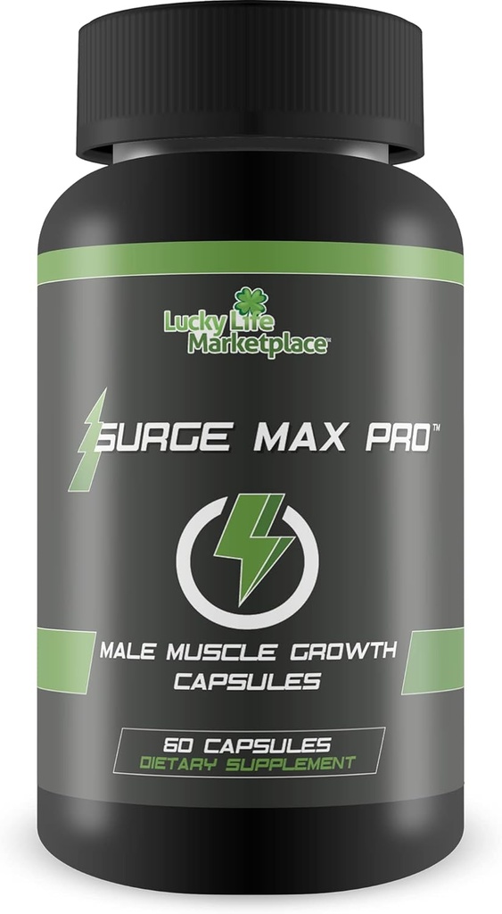 Surge Max Pro - Formule de croissance musculaire - Améliorer la puissance, la force, l'endurance et l'énergie - Pompe musculaire explosive - Gros gains - Aide à la livraison d'oxygène et de nutriments aux muscles - L-Arginine - Construire une masse musculaire