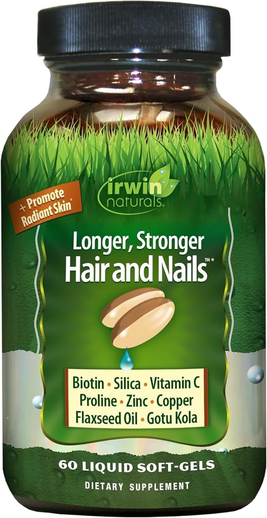 Irwin Naturals plus long, plus fort cheveux et ongles - favorise la Texture vive et la force - 60 softgels liquides