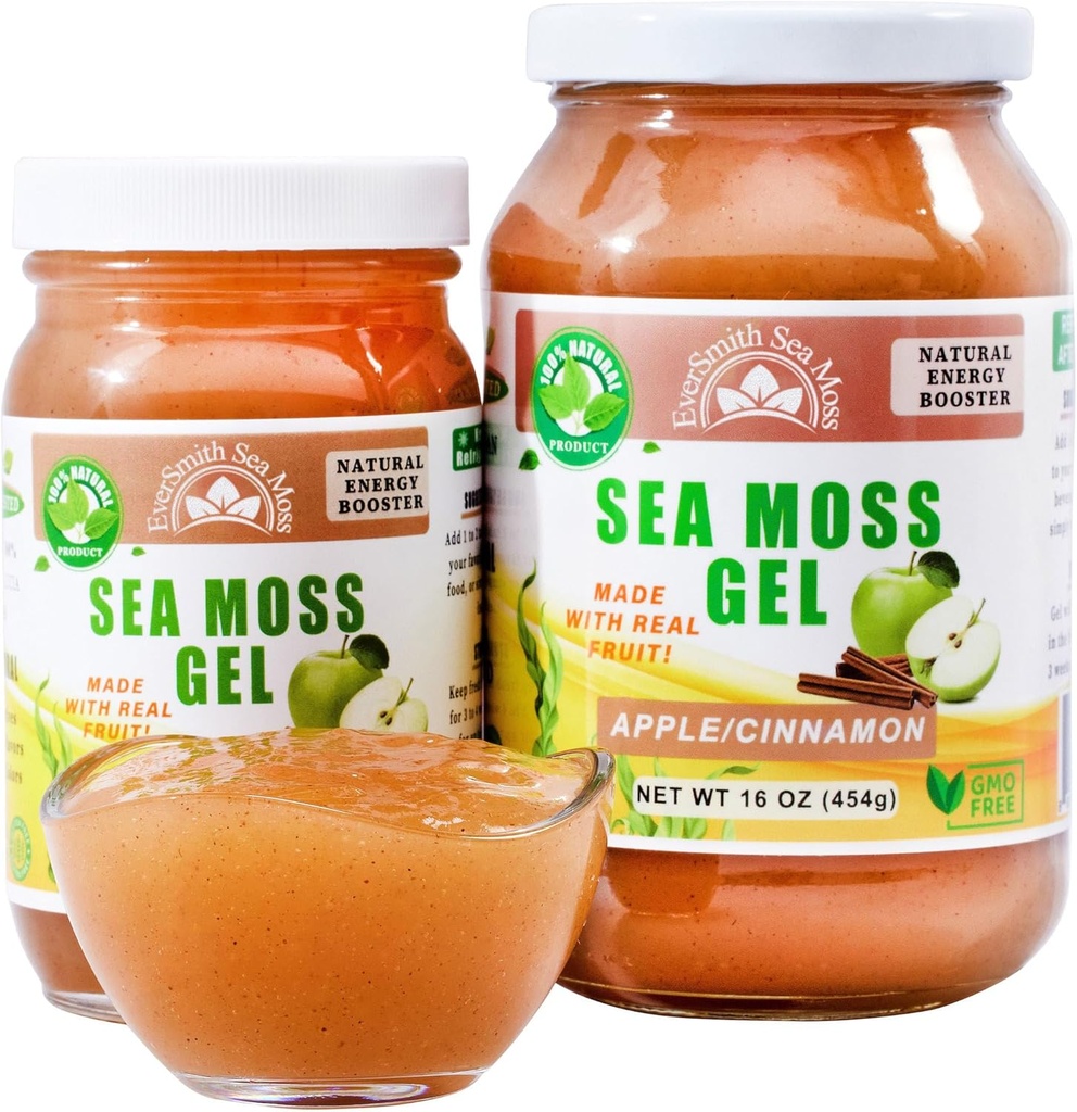 Wildcrafted Irish Sea Moss Gel | Made in USA | Rich in Vitamins & Minerals | Sea Moss Gel Raw | Nutritional Supplement | Apple (16 oz)