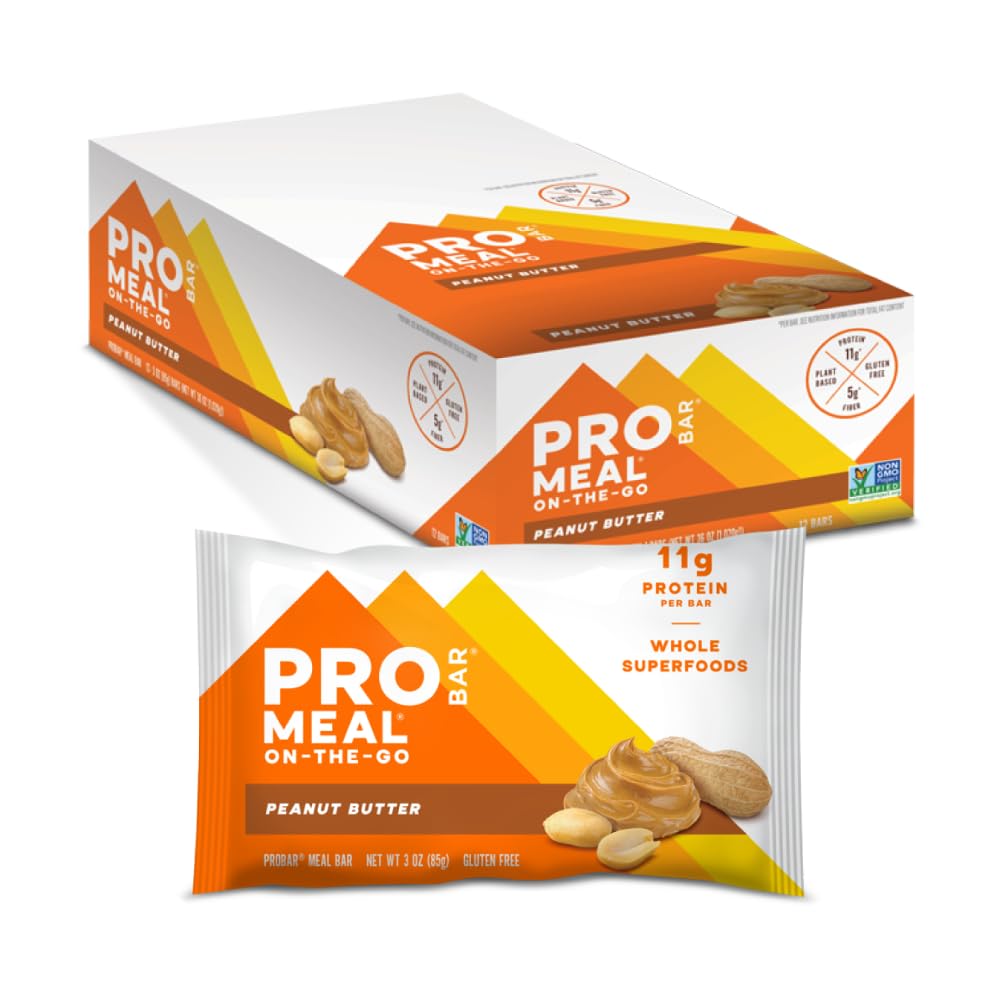 PROBAR - Barre de farine, beurre d'arachide, non-OGM, sans gluten, saine, végétale, ingrédients alimentaires entiers, énergie naturelle (12 chiffres)