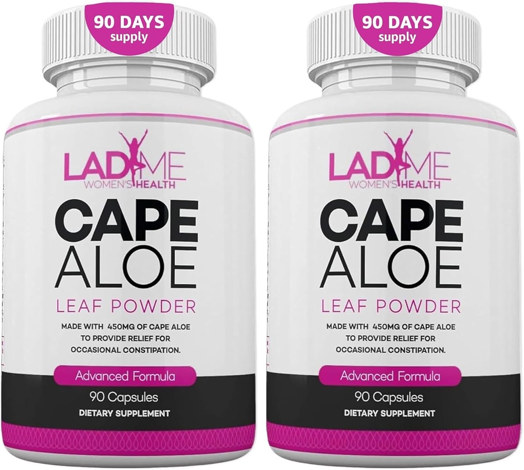 Pure Cape Aloe Herbal Laxative pour le soulagement de la constipation Mouvement Bowel sain Nettoyage des colonies naturelles et complément alimentaire de détox Conçu pour les femmes par Ladyme 180 Capsules