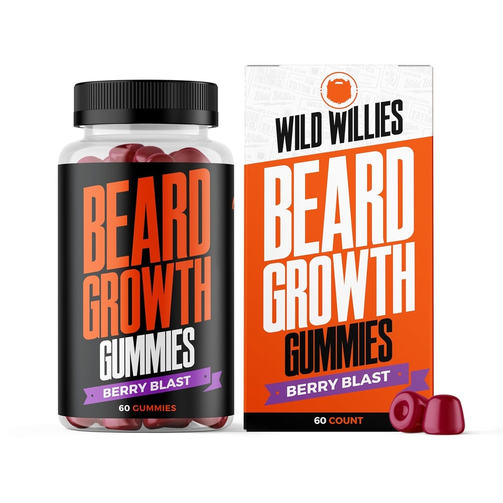 Supplément de Gommies de croissance de Willies sauvages pour les hommes - avec biotine et 19 vitamines pour cheveux plus forts et plus épais - 60 Gommies