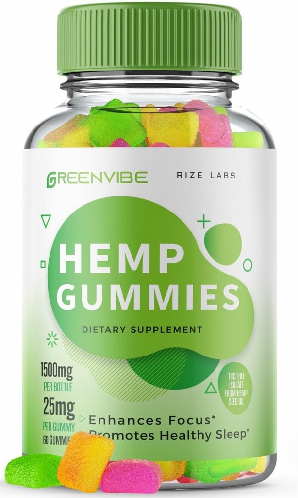 ize labs Gommies de Vibe Verte - Supplément tout naturel pour calme, aide au sommeil, et bien-être général, Gummy de relaxation holistique, Commentaires Gomitas (60 Gummes)