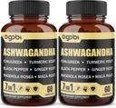 2 Packs 60 Capsules - 8050mg Ashwagandha Supplément d'extrait - 7en1 avec Fenugreek, Maca, Turmeric, Rhodiola, Ginger & Black Pepper - Spirit, Immune & Energy Support - 4 Mois d'approvisionnement