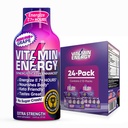 Vitamine Energy Immune+ Extra Strength Energy Shot Grape 24 Pack, 260mg Caféine naturelle, B-Vitamines, Citicoline, Thé vert, Immunity & Focus Support, Zéro sucre, Sans gluten 1,93 fl oz