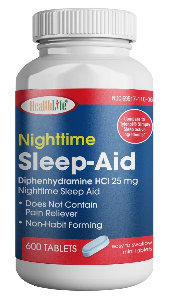 SantéPharma Sleep-Aid nocturne, Caplets HCL de la diphénhydramine, 25 mg (bleu), 600 Nombre