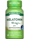 Nature's Truth Melatonin 10mg avec Ashwagandha 60 Capsules.