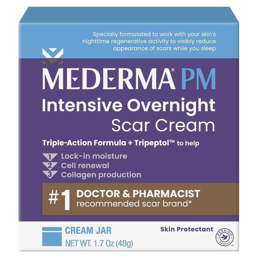 Mederma PM crème de cicatrice intensive de nuit - Traitement de la cicatrice avancé avec Tripeptol, fonctionne pendant que vous dormez