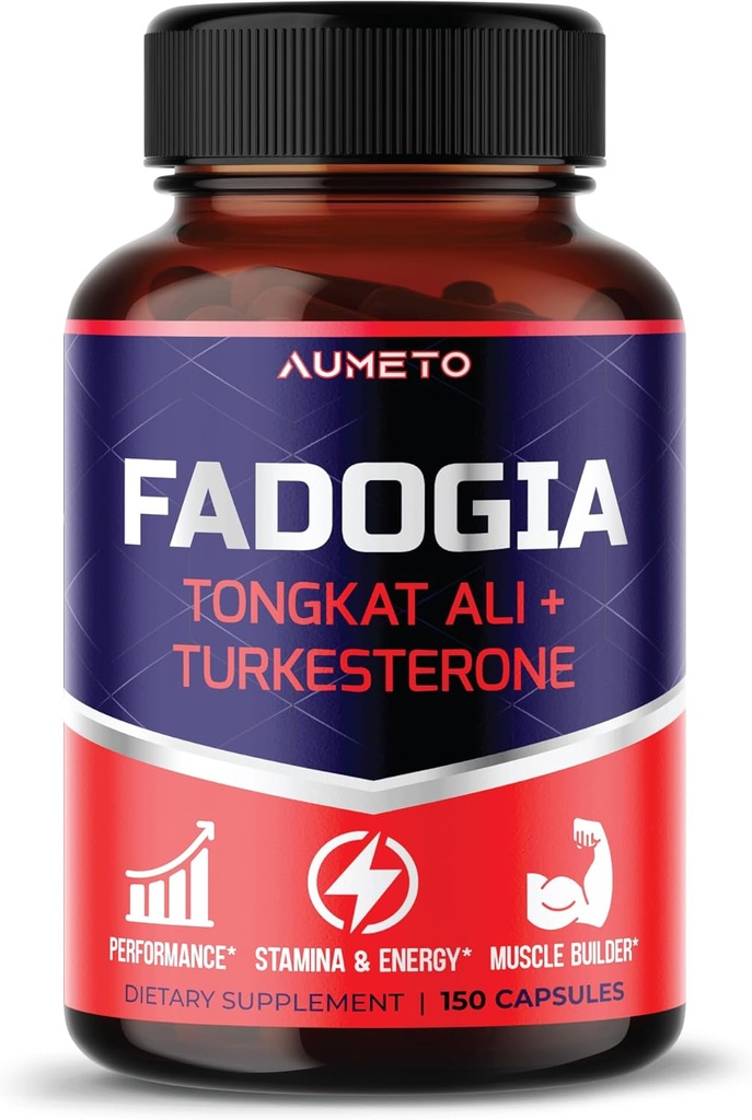 Fadogia Agrestis Supplément avec Turkesterone Tongkat Ali Maca Root Panax Ginseng VIT D3 - Homme énergie, force et soutien mémoire