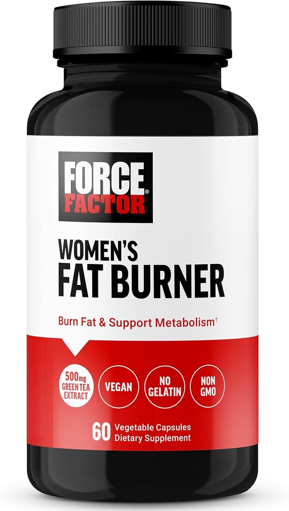 FACTEUR DE FORCE Femmes Fat Burner, Métabolisme Booster, et le supplément perte de poids, Green Tea Fat Burner Pills poids-perte pour aider avec l'énergie, l'alimentation et l'exercice, végétalien, non-OGM, 60 capsules