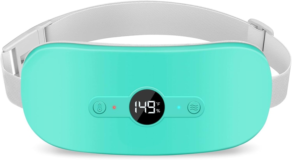 NOWWISH Heating Pad for Period Cramps Pain Relief, Portable Electric Cordless Menstrual Heating Pad Rechargeable with 6 Heat Levels and 6 Massage Modes, Christmas Gifts for Women Teen Girls, Green