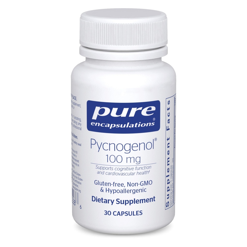 Encapsulations pures Pycnogenol 100 mg de supplément hypoallergénique pour promouvoir la santé vasculaire et fournir un soutien antioxydant